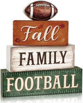 4 Pcs Football Decor, Wooden Autumn Fall Decorations for Home by Golibra