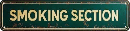 Vintage Tin Smoking Section Sign Retro Metal Sign for Outdoor indoor Decoration - Outdoor indoor Funny Wall Art Plaque 4x16 Inch by VintageTinSign
