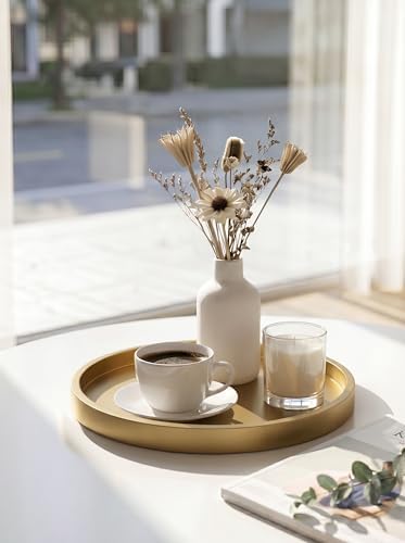 Hanobe Round Decorative Tray for Coffee Table Decor, Modern Matte Finish - Image 4