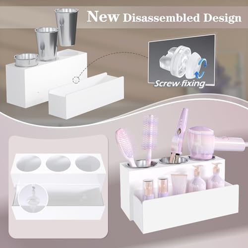 Matte White Countertop Detachable Hair Tool Organizer for Vanity - Image 6