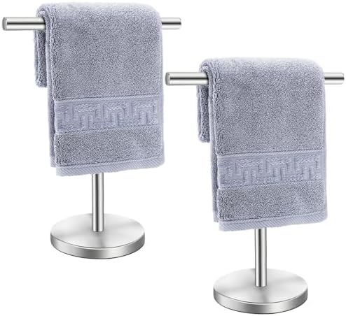 Hand Towel Holder Stand, Freestanding Bathroom Towel Rack, Silver, 2 Pack by Zitalupy