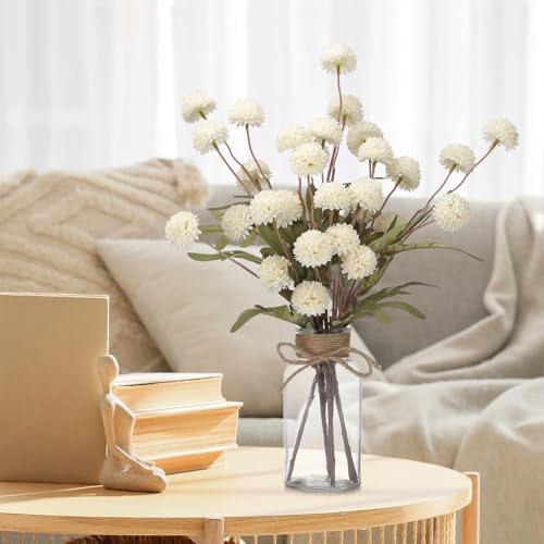 6PCS Mums Artificial Flowers with Vase - Small Silk Fake Flowers Suitable for Vase Bedroom Dining Room Living Rooms Decor Home Table Decor - Image 4