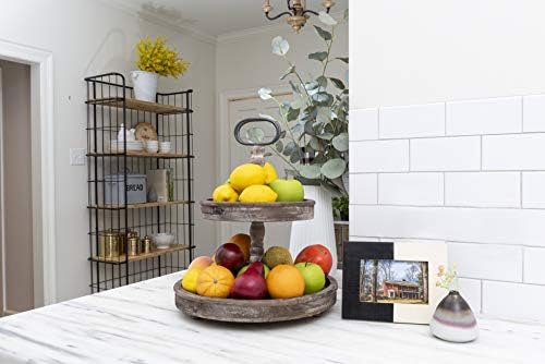 Creative Co-Op Decorative Wood 2‑Tier Tray Round Serving and Display Stand, Natural Finish - Image 7