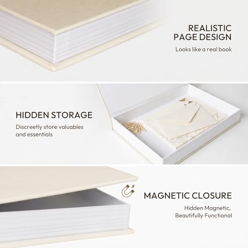 MAOBUYOU Decorative Storage Books Set of 2, Linen Cover, Gold Letters, Beige and Brown - Image 4