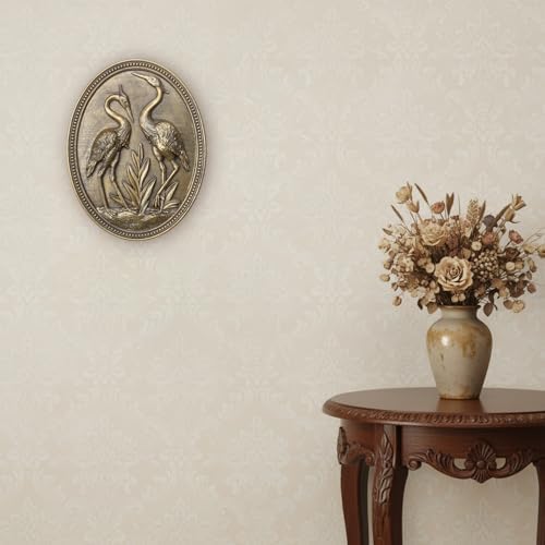Vintage Crane Wall Sculpture, Antique Wall Decor, Crane Wall Art, Hand Painted Wall Decoration with Embossed Couple Birds Design, Heron Wall Art, Vintage Wall Decor for Living Room Bedroom Dining Room Hallway, Housewarming Gifts - Image 6
