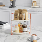 FSyueyun 2-Tier Corner Bathroom Counter Organizer, Vanity Tray, Rose Gold - Image 3