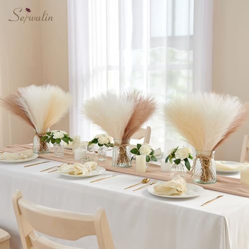 Serwalin 60PCS 17.7" Ivory Beige Sand Pampas Grass Decor for Home Decor - Image 2