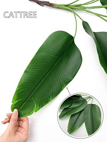 Artificial Bird of Paradise Plant, Faux Palm Plants with Real Touch Leaves Fake Banana Tree Plastic Stems for Home Room Greenery Decor Office Indoor Outdoor Garden Wedding Party DIY Decorations 2 Pack - Image 4