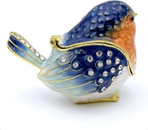 Robin Bird Jewelry Trinket Boxes Hinged Ring Box.Collectible Bird Figurines Home Decor Gifts for Women.Necklace Rings Earrings Organizer. - Image 3