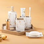 RQYIXI Ceramic Bathroom Accessories Set,Gold,4 Piece,Marble Design - Image 6