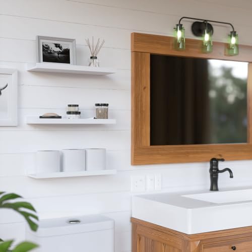 RICHER HOUSE 3-Set Floating Shelves with Lip, White Small Wall Shelf, 16In - Image 2