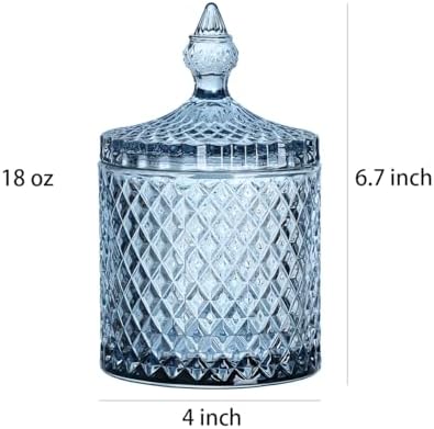 Sizikato Diamond Faceted Crystal Glass Candy Jar with Lid, 18oz Blue Decorative Jar, Nut Jar, Dried Fruit Storage Jar. - Image 7