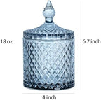 Sizikato Diamond Faceted Crystal Glass Candy Jar with Lid, 18oz Blue Decorative Jar, Nut Jar, Dried Fruit Storage Jar. - Image 7