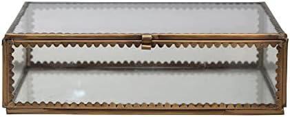 Creative Co-Op Long Brass and Glass Display Box with Scalloped Edges and Antique Finish, Brass Color by Unknown