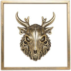 JJALIGHTS Exquisite Resin Animal Head Wall Sculpture (Gift Metal Frame) - Imitation Copper Vintage Decor for Living Room, Bedroom & Office | Decorative Wall Hanging Art (Wendigo) by JJALIGHTS