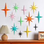 Blulu 12 Pcs Mid Century Modern Decoration Mcm Retro 3D Starburst Art Wall Sculpture, Plastic 8 Pointed Atomic Star Vintage Celestial Whimsigoth Accent for Home Office Room Decor(Retro) by Blulu