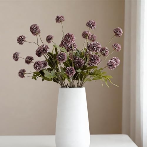 Artificial Flowers for Vase 10 Pcs, 20 Inch Fake Mums with Long Stem Purple by MSIUE