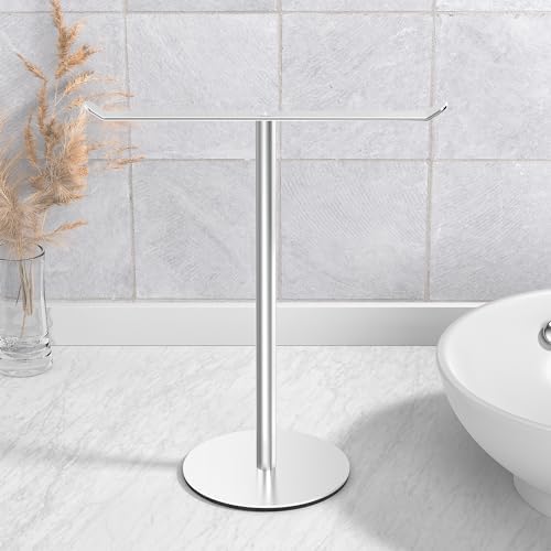 Silver T-Shaped Hand Towel Holder Stand for Countertops, Stainless Steel - Image 2