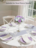 BLOSMON Fake Flowers Ball Centerpiece: 2 Pcs, Lilac White Rose Babys Breath - Image 3