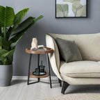 Gadroad Round End Table with Storage Shelf, 2 Tier Farmhouse Side Table - Image 2