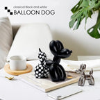 Notakia Black and White Checkered Racing Car Pattern Balloon Dog Statue Crafts Living Room Desktop Decorations,Handmade Modern Small Shelf Decor Animal Statue Ornament Home Decor (Big Black Dog) - Image 6