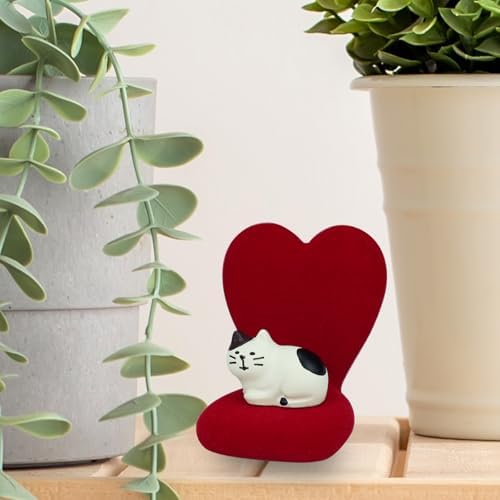 Mevodeata Cute Mini Cat Figurine with Small Sofa Resin Cat Figure for Office Home Decor - Cute Cat Gift for Cat Lovers (Love Shaped Sofa) - Image 5