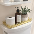 Oak Bathroom Toilet Tank Tray, 13" Wood Toilet Paper Storage Basket Back of Toilet Basket Organizer, Vanity Tray for Perfume Makeup Candle Kitchen Counter Coffee Table Decor, Gold by Focusonit