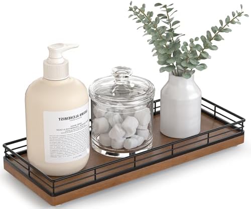 Bathroom Tray for Counter Top Organizer, Oak Wood Vanity Tray by Focusonit