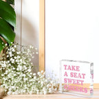 Take a Seat Sweet Cheeks Pink Acrylic Wall Decal, 4x4 Inch Fun Bathroom Decor, Quirky Desk Sign, Retro Humor Print for Girls Bedroom, Dorm and Gag Gift - Image 3
