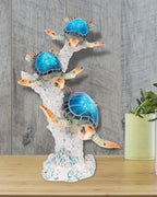 Sea Turtle Statue Triple Turtles Swimming on Coral Reef Base – Ocean-Inspired Polystone Figurine for Coastal, Beach & Nautical Home Decor – Tabletop Accent Sculpture (Blue, 9.5”) - Image 2