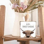 Highland Cow Bathroom Decor - Hello Sweet Cheeks Bathroom Decor, Rustic Highland Cow Western Wood Sign, 8 X 8 Inches - Image 5