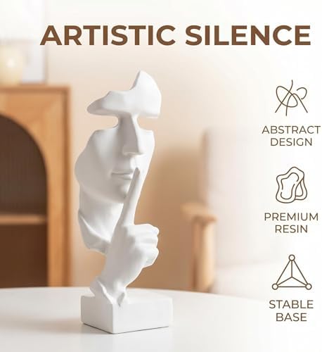 White Abstract Face Sculpture Minimalist Abstract Face Figurine Modern Home Decor Abstract Human Face Statue for Living Room Bedroom - Image 7