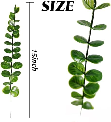 TIHOOD 15PCS Artificial Eucalyptus Stem Faux Eucalyptus Decor Artificial Green Branches Leaves - for Wedding Floral Arrangements Home Decor - Image 2