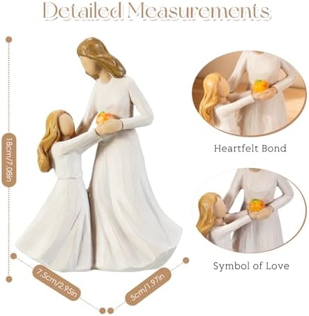 Mother Daughter Figurine, Mom and Child Resin Statue, Sentimental Family Love Sculpture, Tabletop Home Decor, Mother's Day Decor - Image 2