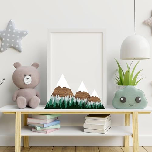 3 Pcs Mountain Shelf Decor Mountain Wooden Wall Decor Forest Art, Green - Image 6