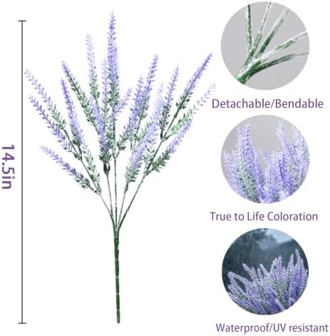 12 Bundles Artificial Lavender Faux Lavender Plants Fake Flower-Gray Purple - Image 2