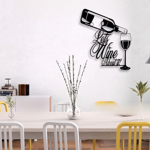 LIYOUYA Wine Bottle Glass Metal Wall Decor - Wine Logo Decor Black Wall Art Home Decor for Living Room, Dining Room, Bar (Black) - Image 4