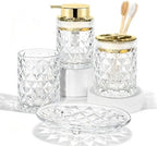 CERBIOR Bathroom Accessories Set, 4 PCS Glass Bathroom Set,Golden White by CERBIOR