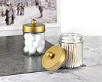 Amolliar Apothecary Jar Bathroom Storage Qtip Holder Glass, Gold 2Pack - Image 5