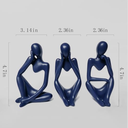 BrownLove 3pcs Blue Human Body Abstract Art Decoration, Modern White Art Resin Statue Room Office Shelf Bookcase Decoration - Image 5