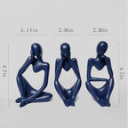 BrownLove 3pcs Blue Human Body Abstract Art Decoration, Modern White Art Resin Statue Room Office Shelf Bookcase Decoration - Image 5