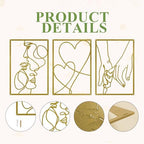 3 Pieces Metal Minimalist Line Wall Art, Love Heart Metal Wall Decor - Image 5