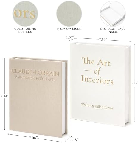 Vine Creations Decorative Books - Set of 2 Linen Hardcover Boxes with Storage - Aesthetic Fake Books for Decoration for Home, Shelf, Bookshelf Decor, Coffee Table Decor, as Storage or Keepsake Box - Image 4