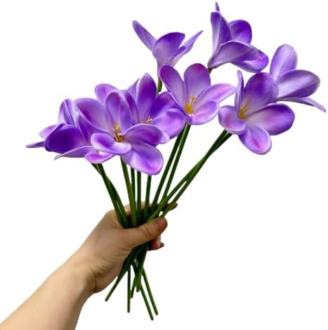 10 pcs Purple Artificial Plumeria Flowers with Stems,Real Touch,13inch by Unknown