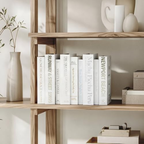 9 Faux Books White- Decorative Box with Hidden Storage, Home Staging Accessories, Coffee Table Decor, Paper Wrapped Bookshelf, White Home Accents, Old Money Aesthetic - Image 6