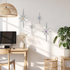 sxnzequnze 4 Pcs Star Wall Art for Home Decor Living Room Bedroom Office Metal 3D,Bling,with Hanging Hook Starburst Midcentury Sculpture Retro Gallery Accent Celestial -Silver 16.5in/9.4in - Image 7
