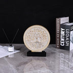 Tree of Life Sculpture, Round Decorative Resin Statue with Tree Relief Design, Modern Tabletop Home Decor Accent for Living Room Shelf, Mantel, Console Table and Office - Image 4