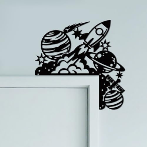CUTHOLLOW Rocket Universe Door Topper Sign Metal Wall Art Decor by CUTHOLLOW