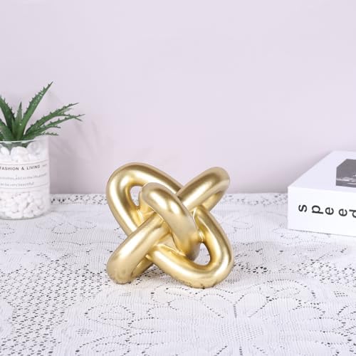 Gold Knot Decor – Modern Geometric Sculpture for Coffee Table, Bookshelf, TV Stand, Entryway, Living Room Centerpiece, Minimalist Knot Design, Decorative Accent for Home Decor, Elegant Gold Sculpture - Image 3