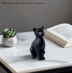 Black Cat Figurines Statue Home Decor Gifts for Women Cat Lovers ,Colletiable Carved Resin Cat Memorial Gift Knick Knacks for Shelf Desktop Office Decorations - Image 6